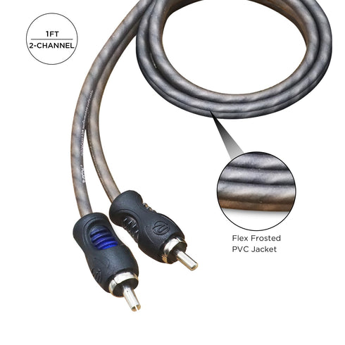 RCI21 100% 1ft 2-Channel RECOIL Oxygen Free Copper RCA Audio Cable, Twisted Pair with Noise Reduction