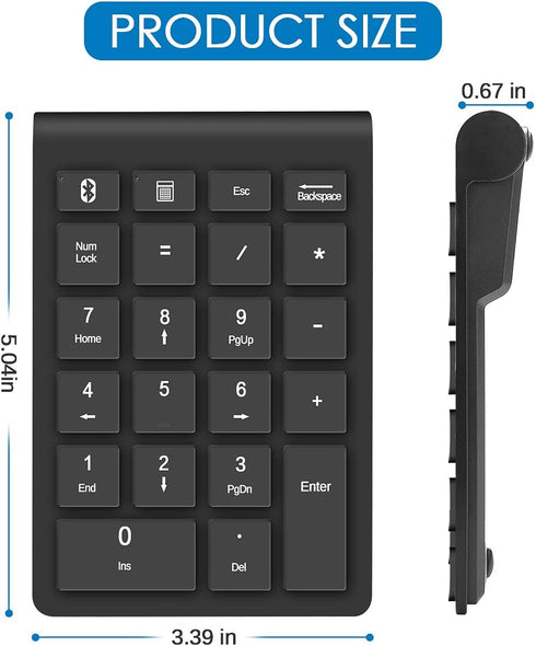 Foloda Bluetooth Wireless Number Pads, Portable 22 Keys Numeric Keypad for Laptop, PC
