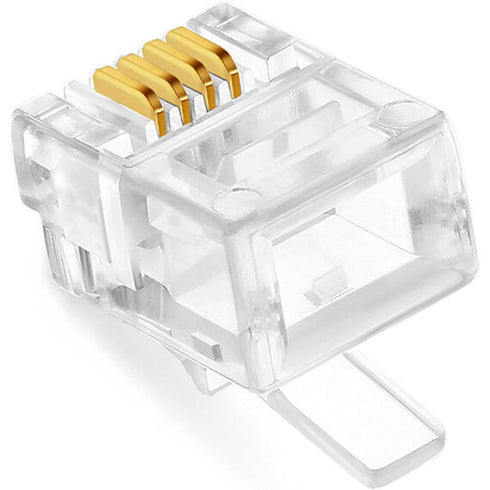 20 Pack RJ11 Pass Through Connector, 6P4C Telephone Modular Plug for Phone Line Cord