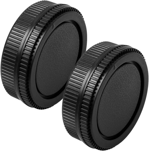 Camera Body Cap & Lens Rear Cap Cover Replacement Set for Olympus OM Mount Cameras, 2 Sets