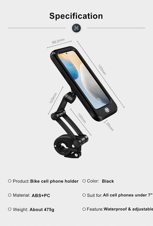 Universal Waterproof Bike Phone Holder - UltraThin, 360° Rotatable Touch Screen Protector for Smartphones Up to 6.8"