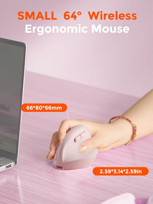 DAREU Hands,2.4GHz 64 Click,3 Ergonomic Vertical Wireless Mouse for Small / BT Dual Mode,Optical Vertical Mice