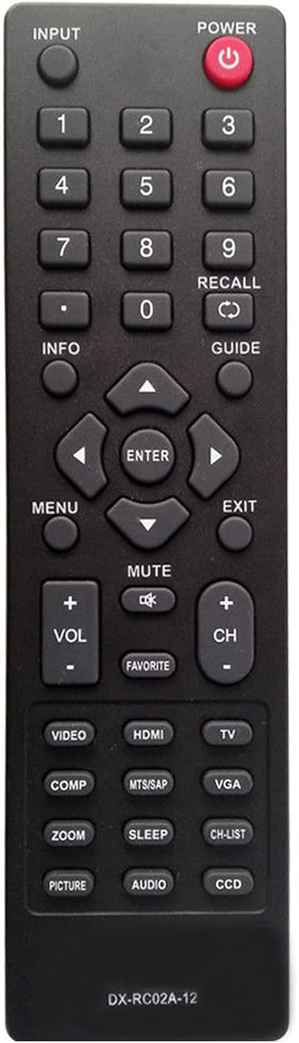 DX-RC02A-12 Sub RC-701-0A Remote Control for Dynex TV Models DX-24L200A12, DX-32L200A12, DX-32L220A12, DX-32L221A12