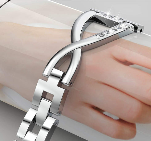 Wearlizer Metal Band Compatible with Fitbit Versa 4/Versa 3/Sense/Sense 2, Dressy Stainless Steel Bling Bracelet Strap