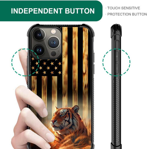 DJSOK Classic Wood Grain American Flag Case for iPhone 15, Dual Layer Shockproof Rugged Cover for Men Boys Girls