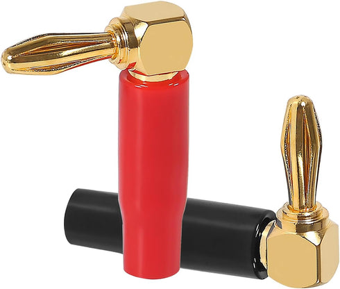 6 Pairs 4mm Speaker Banana Plugs, 90 Degree Right Angle 24k Gold Plated Speaker Connector (12 Pcs)