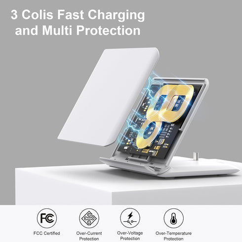 Wireless Charger for Samsung, 2 in 1 Wireless Charging Station for Galaxy Z Fold 6/5/4/3, Charger for Galaxy