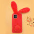 Omorro Plush Rabbit Case for iPhone 11, Soft Warm Fluffy Furry Bunny Ear Fur Phone Case with Bling Crystal Rhinestone