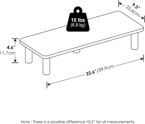 23.6"W Furinno TURN-N-TUBE Monitor Stand Riser, Rectangle Monitor Riser, Laptop Stand for Desk, Office Desk