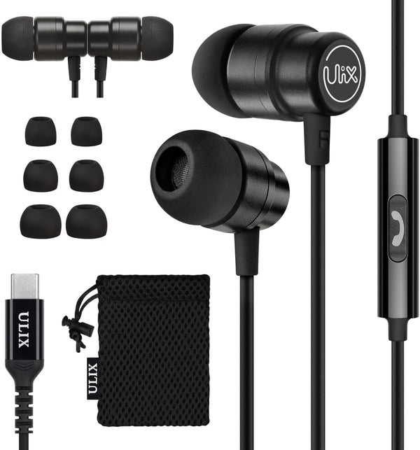 UliX Rider USB C Headphones, Magnetic USB-C Earbuds with 5 Years Warranty for iPhone 15 Pro Max Plus, Samsung Galaxy