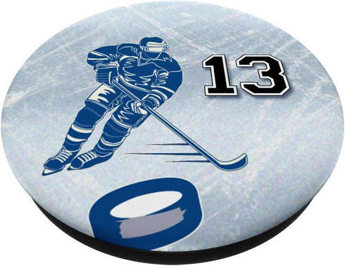 13 Hockey Number Player Design #13, PopSockets Swappable PopGrip