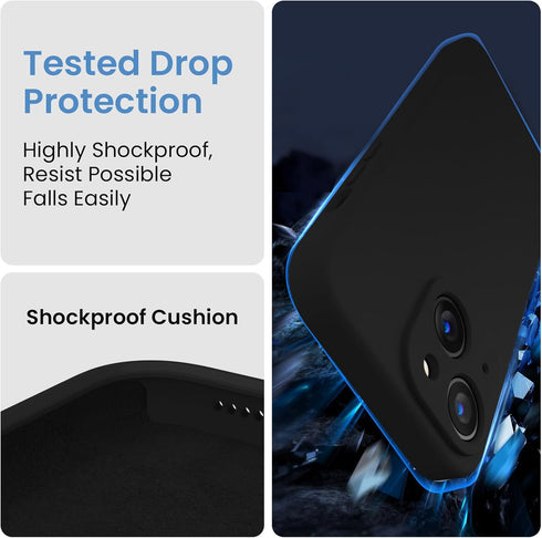 FireNova iPhone 15 Plus Case, Black Silicone with Camera Protection & 2 Screen Protectors, 6.7" Soft Microfiber Lining.