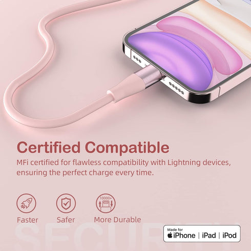 MenoSupp 3-Pack 10FT iPhone Charger - Apple MFi Certified Fast Charging Lightning Cable for iPhone 13, 12, 11 Pro Max &