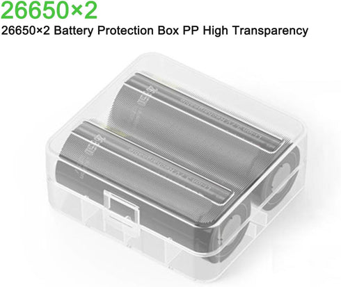 Heyiarbeit Battery Storage Case Holder Box - Clear Color for 2 26650 Batteries (2 Pack)