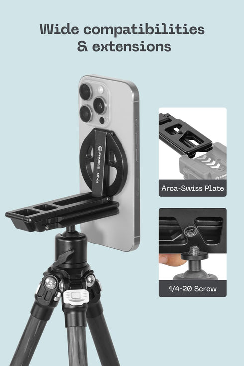 FANAUE 360 Magnetic Tripod Mount - Adjustable Aluminum Stand, Portable Foldable Design, Strong Magnetic Compatible