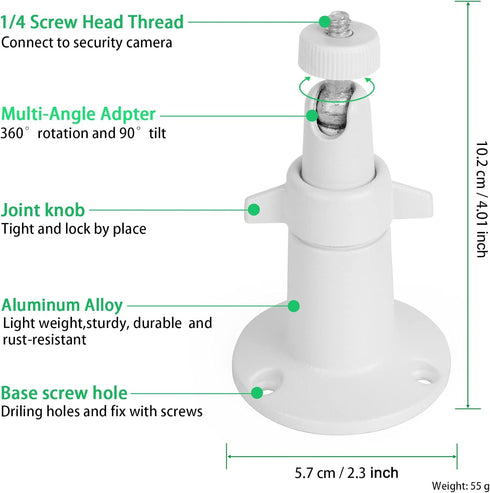 2 Pack Wall Mount Holder for SimpliSafe Outdoor Security Camera, 360 Rotation Bracket with 1/4 Screw Thread