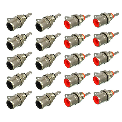 RCA Female Socket Connector - Chassis Panel Mount Adapter for Amplifier Audio Terminal RCA Plug (20-Pack)