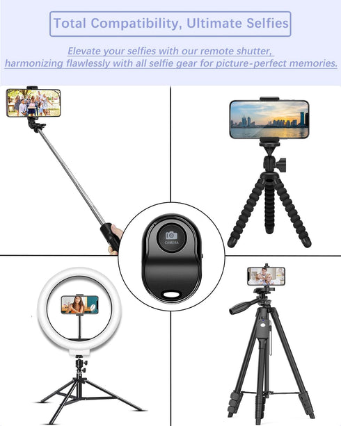 Wireless Remote for iPhone Camera, Bluetooth Remote Capture for Perfect Moments Hands-Free, Works with Smartphones and