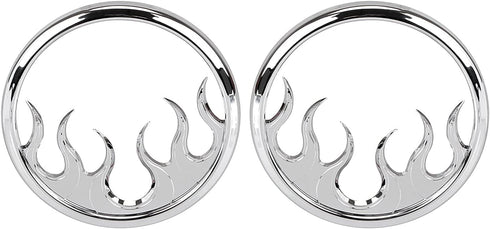 1 Pair Front Chrome Motorcycle Flame Speaker Grill Accent Trim Cover for Harley Touring Electra Street Glide Ultra Limited & Trike 2014-2023