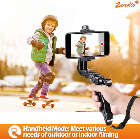 Zeadio Mini Smartphone Tripod Grip Stabilizer, Desktop Stand with Phone Holder for All iPhone and Android Smartphones