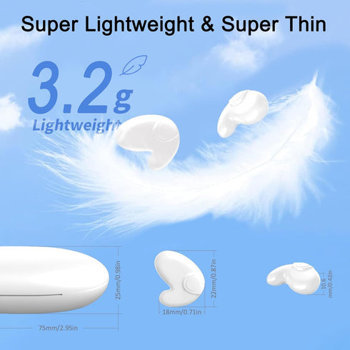 Invisible Sleep Wireless Earphone, Type-C Fast Charging Case, Sleeping Earbuds for Side Sleepers (White)