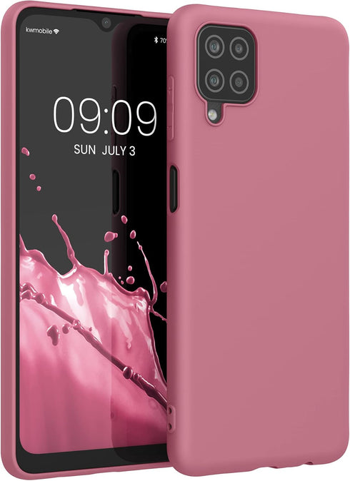 kwmobile Case for Samsung Galaxy A12 - Soft Slim Protective TPU Silicone Cover - Dark Rose