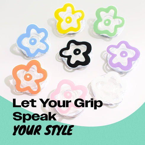 On The Grip OnTheGrip Cute Transparent Daisy Flower Shape Design Mobile Phone Grip Compatible with Magsafe Multi