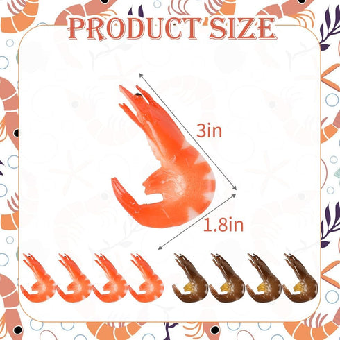 8PCS Fake Shrimp Artificial Shrimp Figures Simulated Cooked Shrimps Realistic Shrimps Model Food for Kitchen Home