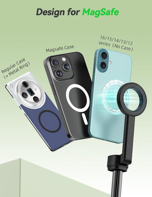Takerers 66" 360 Magnetic Selfie Stick Tripod for iPhone Magsafe, Rotatable Aluminum Strong Magnetic Cell Phone Tripod