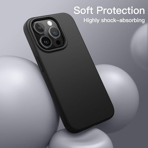 JETech iPhone 13 Pro Case, 6.1-Inch, Shockproof Silicone Cover with Silky-Soft Touch & Microfiber Lining (Black)