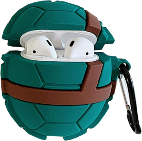 Compatible with Airpods Case, Cute Turtle Shell Design for Kids Girls Women, Soft Silicone Earbuds Protector Hook