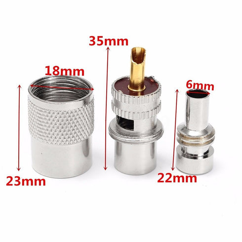 PL259 Solder Connector Plug with Reducer for RG8X Coaxial Coax Cable, 10 Pack