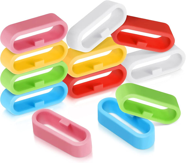 12 Pieces 20 mm Silicone Replacement Fastener Rings, Secure Loops for Smartwatch Strap Accessories, 6 Colors