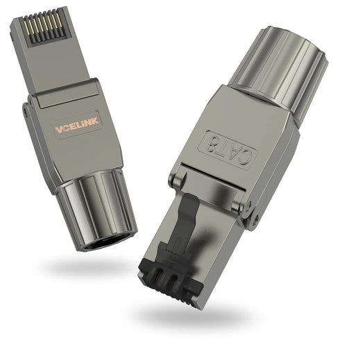 VCELINK Tool Free RJ45 Connectors Cat 8, Shielded Modular Plugs 40 Gbps 2000MHz PoE++, 2-Pack