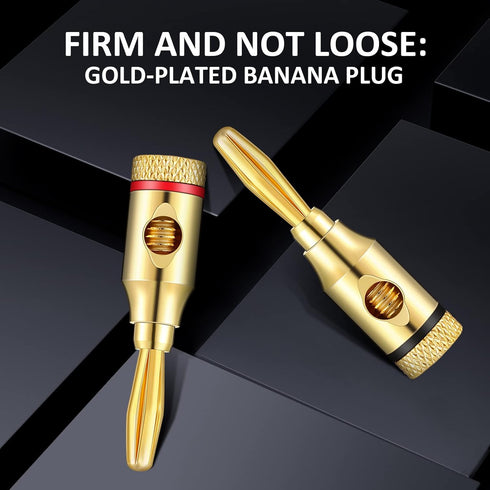 60 Pcs Gold Plated Banana Plugs, 30 Pairs Banana Adapter Connector for Speaker Wire, Home Theater, Audio/Video