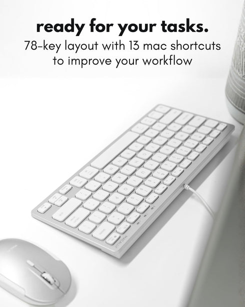 Macally MacMini USB C Wired Keyboard for Mac (USB C + USB A) Compatible Keyboard for MacBook Pro/Air, iMac & Compact