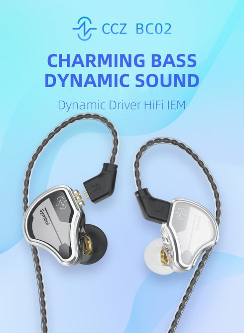 In Ear Monitor Wired Headphone, CCZ BC02 Dynamic Driver Bass Wired Headphone, Professional Hifi Earphone,Stereo Sound IEM Earbuds Earphone,CCZ In Ear Monitor for System (Silver Black, with MIC)…