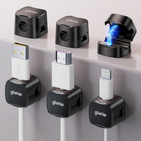 gliship [2025 Upgrade 6-Pack Magnetic Cable Clips - Cell Phone Cord Holder for