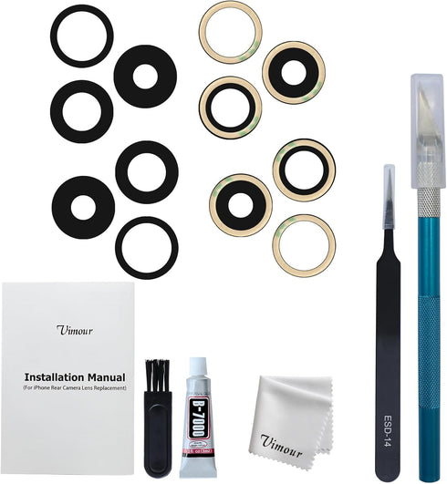Vimour Rear Camera Lens Glass Replacement for iPhone 15 Pro Pre-Installed Adhesive with