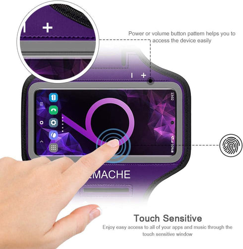 JEMACHE Gym Run Workout Armband for Galaxy Note 10+, 9, 8, Water Resistant Case with Key Holder, Purple