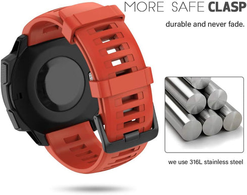 NotoCity Soft Silicone Replacement Watch Strap for Garmin Instinct 2/Solar/Tactical (Flame Red)
