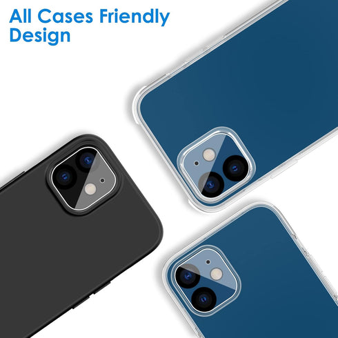 JETech 3-Pack Camera Lens Protector for iPhone 12 6.1", 9H Tempered Glass, HD Clear, Anti-Scratch, Case Friendly, Night