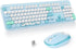 Fogruaden Wireless Keyboard and Mouse Combo, 2.4GHz Retro Typewriter Keyboard, 104 Full Size Round Keycap Cute Computer