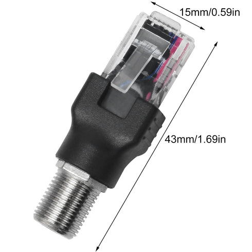 2PCS F Type to RJ45 8P Adapter, Female to Male Coaxial Sleeve Converter for Cable Tester Monitor, Black