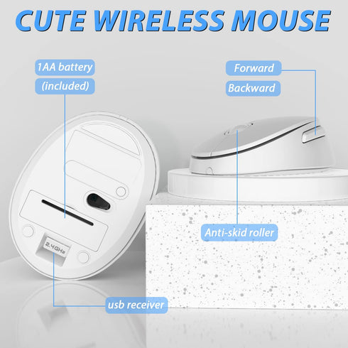 Wireless Keyboard Mouse Combo - 104 Keys Colorful Keyboard with Number Pad & Mouse for Windows