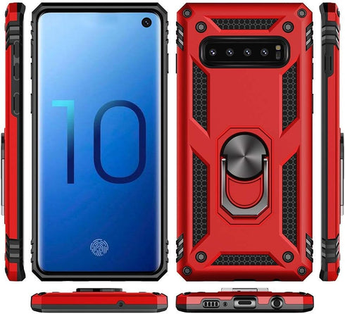 Military Grade Drop Impact Case for Samsung Galaxy S10 5G, 360 Metal Rotating Ring Kickstand