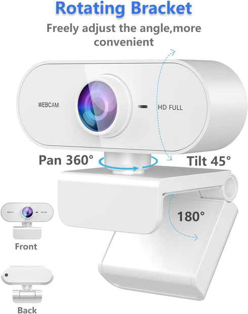 FWV 1080P Webcam HD,Web cam with Microphone, Noise Cancellation, Wide-Angle Lens, Auto Light Correction, Plug & Play