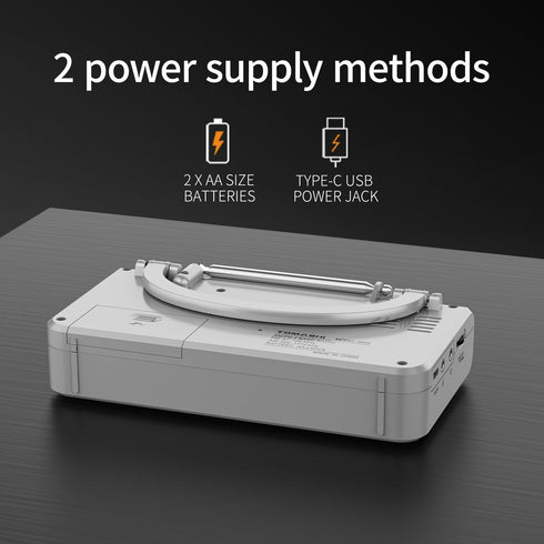 TOMASHI Cassette 3.5mm Portable Player with AM/FM Radio, Headphone Jack, Built-in Microphone