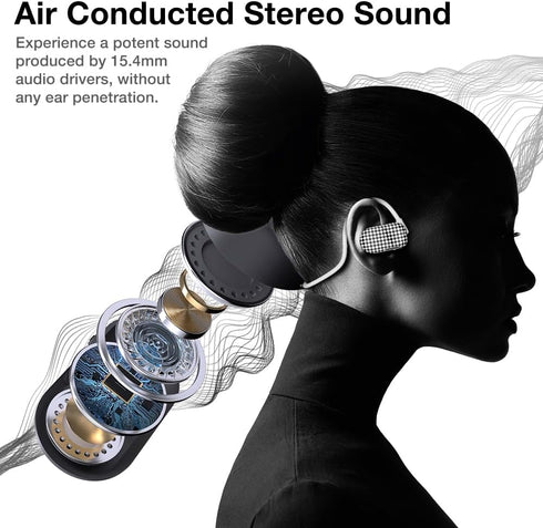 Purity Air Open Ear Headphones, True Air Conduction Wireless Bluetooth Earbuds with Dual Mic for iPhone/Android, Sports