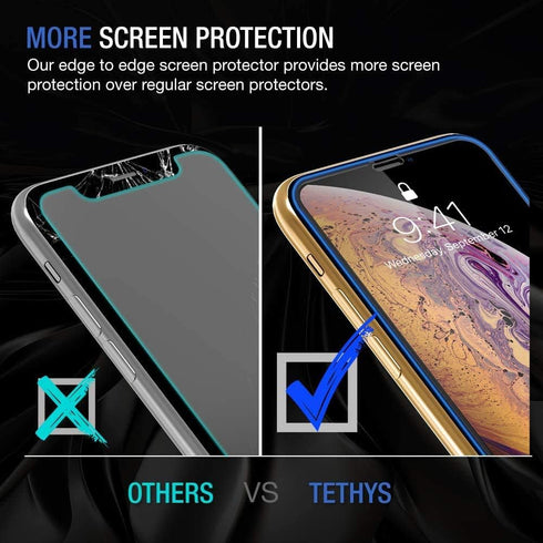 TETHYS Glass Screen Protector for iPhone 11 Pro/Xs, Edge to Edge Coverage, Pack of 3